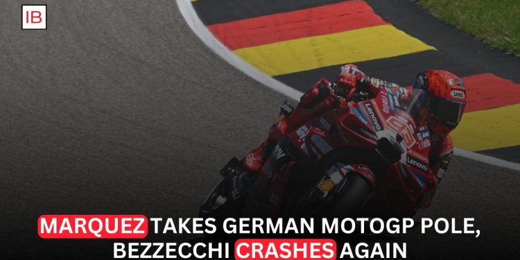 Marc Marquez Claims German MotoGP Pole With Record Lap as Bezzecchi Suffers Another Crash